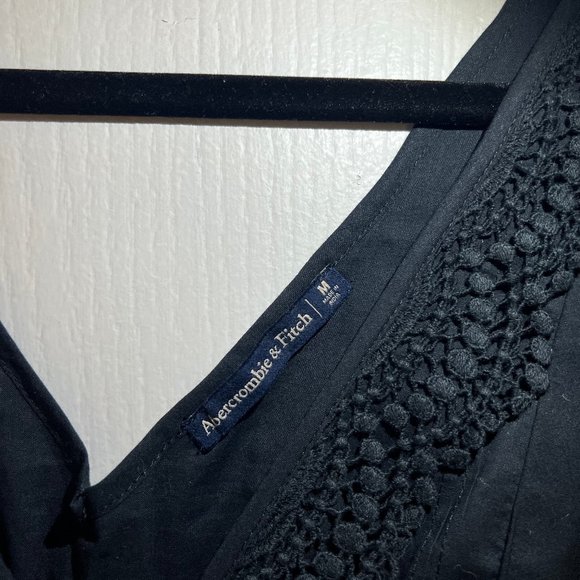 Abercrombie & Fitch Lace Trim Peplum Top Navy Blue - Picture 2 of 3